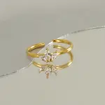 304 Stainless Steel Micro Pave Clear Cubic Zirconia Cuff Rings for Women