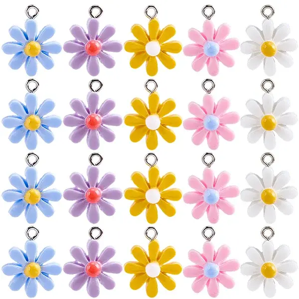 50Pcs 5 Colors Opaque Resin Pendants