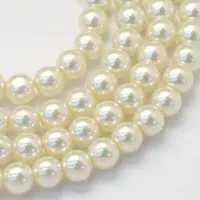 Baking Painted Pearlized Glass Pearl Round Bead Strands