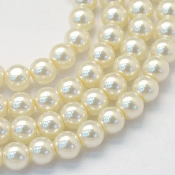 Baking Painted Pearlized Glass Pearl Round Bead Strands