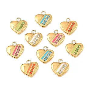 304 Stainless Steel Micro Pave Cubic Zirconia Pendants