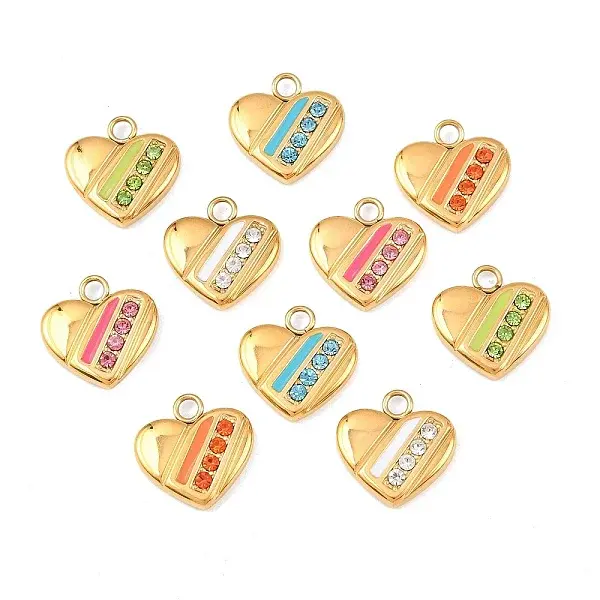 304 Stainless Steel Micro Pave Cubic Zirconia Pendants