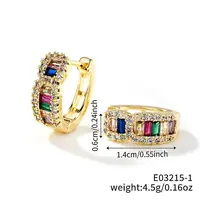 Circle Brass Micro Pave Cubic Zirconia Hoop Earrings for Women