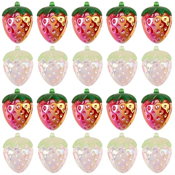 30Pcs 2 Colors Electroplate Opaque Acrylic Pendants