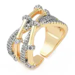 Brass Micro Pave Clear Cubic Zirconia Finger Ring