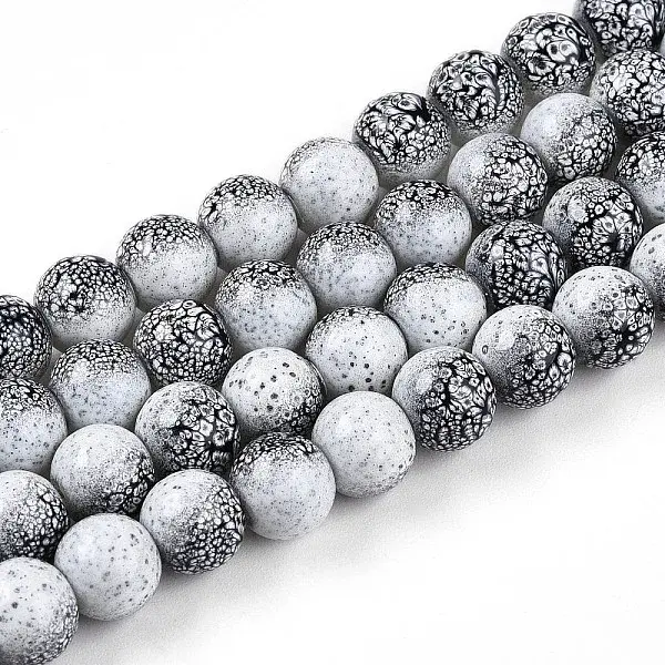 Transparent Baking Painted Glass Beads Strands