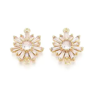 Brass Pave Clear Cubic Zirconia Connector Charms