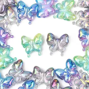 20Pcs UV Plating Rainbow Iridescent Acrylic Beads