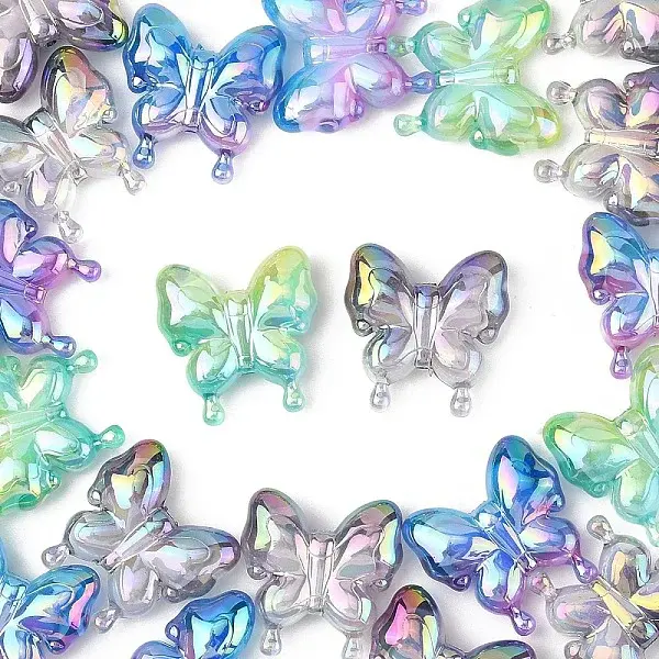 20Pcs UV Plating Rainbow Iridescent Acrylic Beads