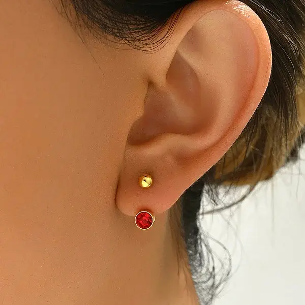 201 Stainless Steel Cubic Zirconia Stud Earrings