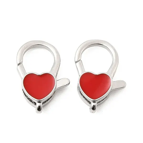 Heart Brass Enamel Lobster Claw Clasps