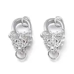 Brass Micro Pave Clear Cubic Zirconia Lobster Claw Clasps