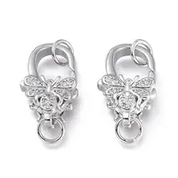 Brass Micro Pave Clear Cubic Zirconia Lobster Claw Clasps