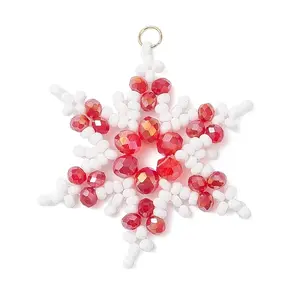 Glass Seed Beaded Snowflake Pendants