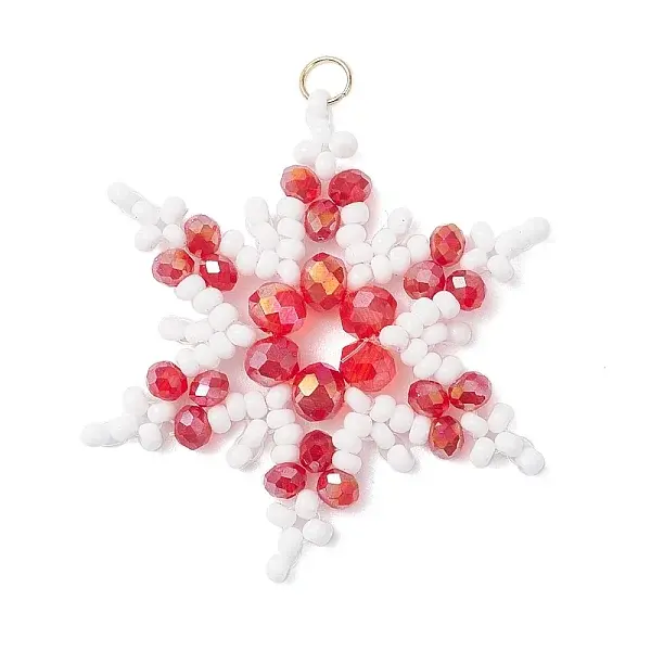 Glass Seed Beaded Snowflake Pendants