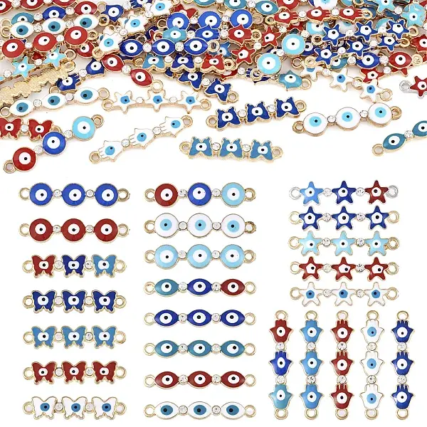 50Pcs 25 Styles Alloy Enamel Connector Charms