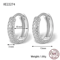 Anti-Tarnish Rhodium Plated 925 Sterling Sliver Micro Pave Cubic Zirconia Hoop Earrings