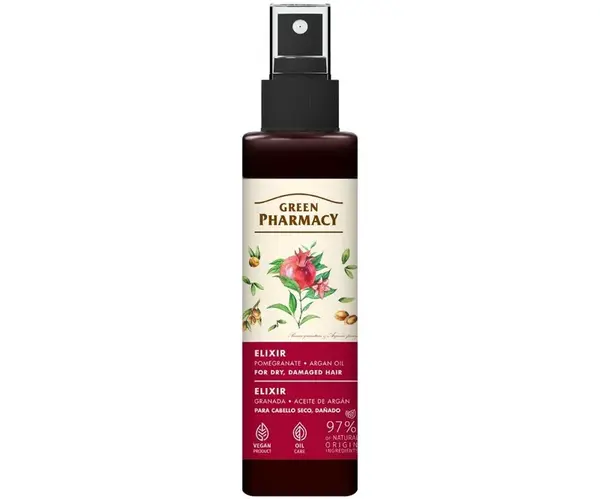 Bezoplachový sprej pro suché a poškozené vlasy Green Pharmacy Elixir - 150 ml