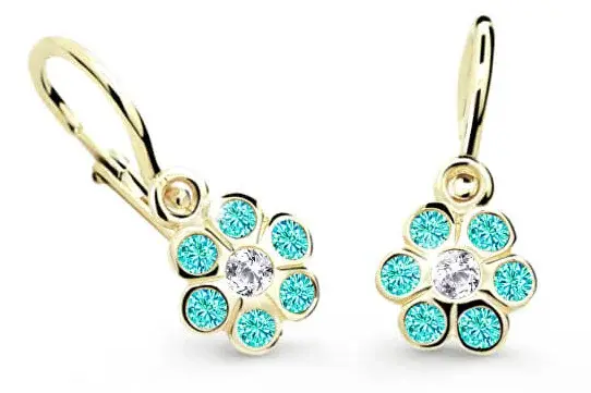 Cutie Jewellery Zlaté detské náušnice C1737-10-X-1 svetlozelená