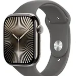 APPLE Watch Series 10 Cellular 42mm Přírodní titan se skálově šedým sportovním řemínkem M/L