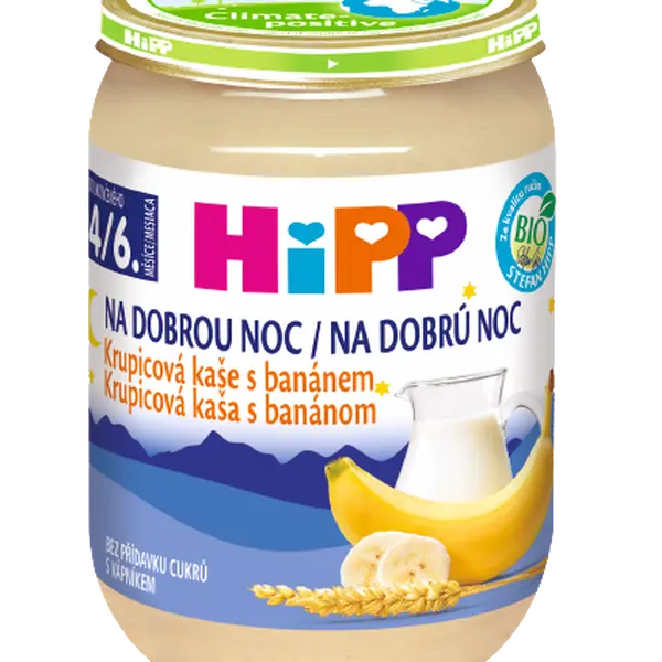 HIPP BIO Kaše na dobrou noc krupicová s banánem 190 g