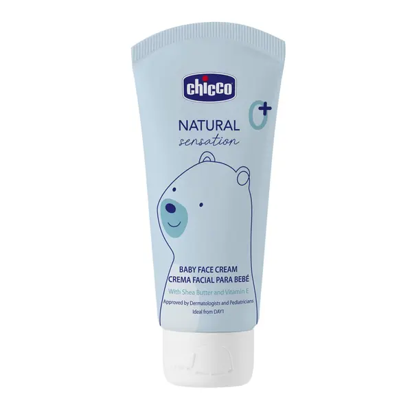 CHICCO Krém na dětskou tvář Natural Sensation s bambuckým máslem a vitaminem E, 0m+, 50 ml