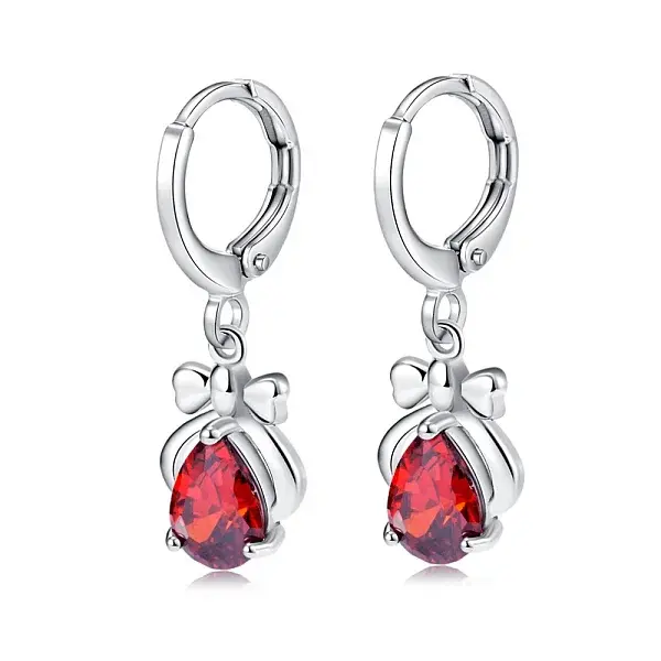 Platinum Tone Stainless Steel Dangle Earrings