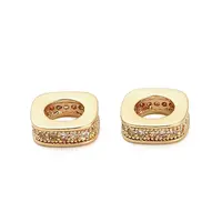 Brass Micro Pave Cubic Zirconia European Beads