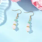 Round Natural Malaysia Jade & Rose Quartz Beaded Dangle Earrings