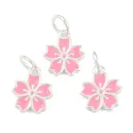 925 Sterling Silver Enamel Hot Pink Flower Charms