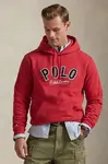 Mikina Polo Ralph Lauren pánská, růžová barva, s kapucí, s aplikací, 710P04872