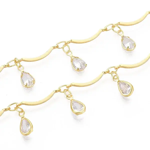 Brass Glass Scalloped Bar Chains