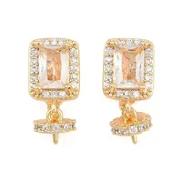 Brass Micro Pave Clear Cubic Zirconia Fold Over Clasps