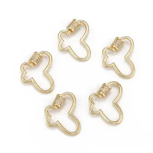 Brass Micro Pave Cubic Zirconia Screw Carabiner Lock Charms