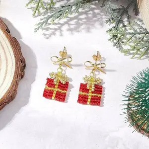 Handmade Glass Seed Beads Dangle Stud Earrings