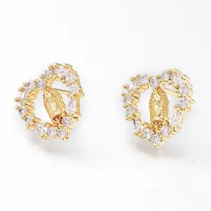 Brass Micro Pave Cubic Zirconia Ear Studs