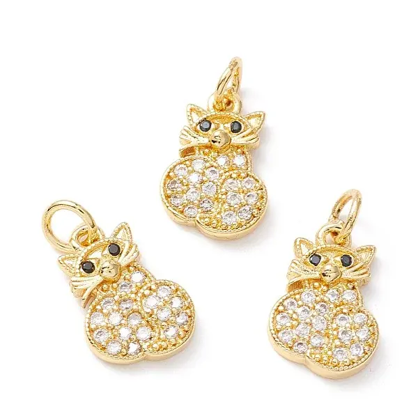 Brass Micro Pave Clear Cubic Zirconia Pendants