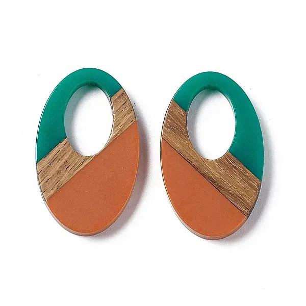 Opaque Resin & Walnut Wood Pendants