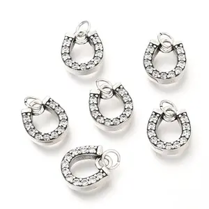 Brass Micro Pave Clear Cubic Zirconia Charms