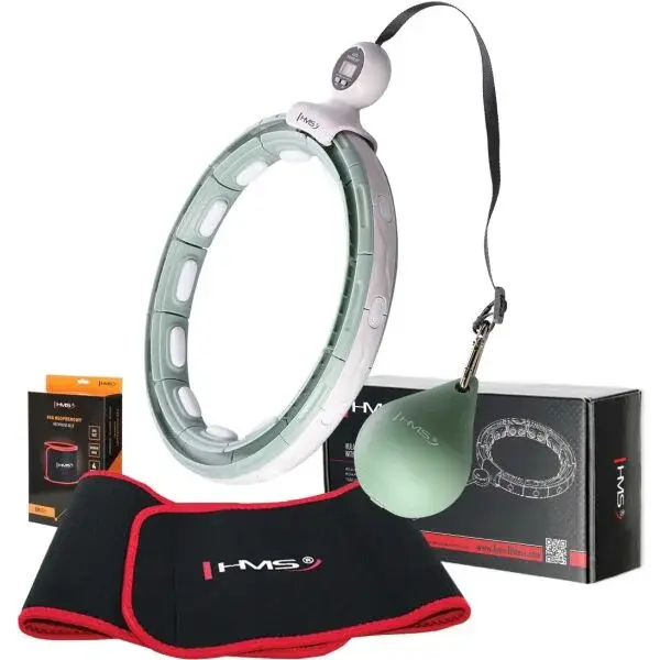 HMS SET HHM15 + BR163 Set masážnej obruče so závažím a zoštíhľujúcim pásom, zelená, veľkosť