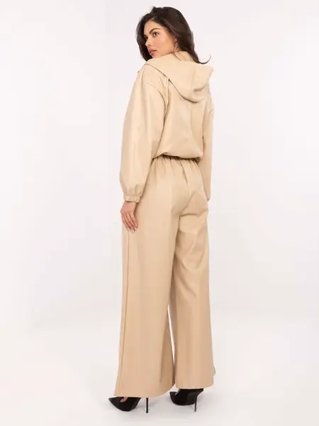 Béžové business nohavice s kapucňou