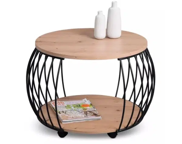 Kulatý konferenční stolek Peking 60 cm, dub artisan