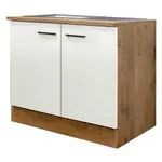 Kuchyňská skříňka s dřezem Avila, dub lancelot/krémová, šířka 100 cm