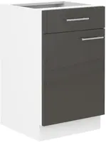 Spodní skříňka Lara 50 D 1F 1S BB - Premium Box Barva korpusu: Bílá, Barva dvířek: Šedý lesk