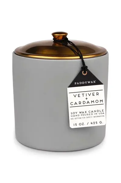 Vonná  sójová sviečka Paddywax Wetiwer & Kardamon, 425 g
