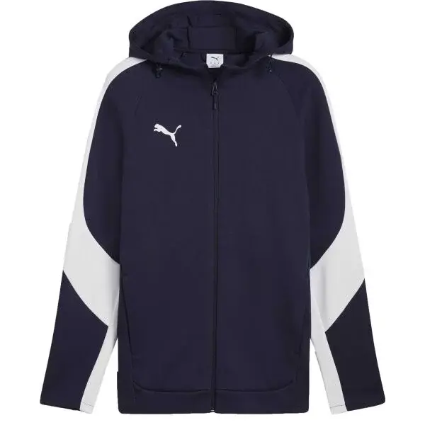 Puma TEAMEVOSTRIPE HOODED JACKET Pánska bunda, tmavo modrá, veľkosť XXXL