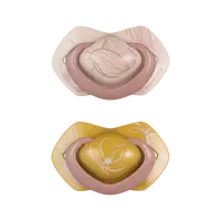 CANPOL BABIES Cumlík silikónový symetrický Light touch GOLD 18m+ ružový 2 ks