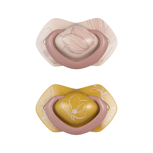 CANPOL BABIES Cumlík silikónový symetrický Light touch GOLD 18m+ ružový 2 ks
