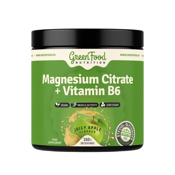 GREENFOOD NUTRITION Magnesium Citrate +Vitamín B6 šťavnaté jablko 150 g