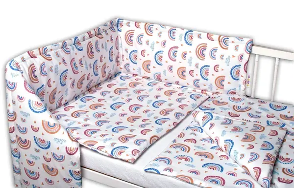 3-dielna sada Mantinel s obliečkami -Dúha, pastelová/biela, veľ.135x100 cm